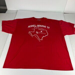 VTG 90s Texas Rebel Rousers Mania Square Dancer Shirt Extra Large Red Faded Tee
